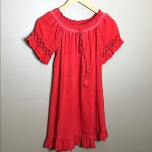 Francesca’s Off the Shoulder Ruffled Hem Dress